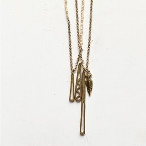 Lucky Brand Pink + Brass Multi Charm Necklace